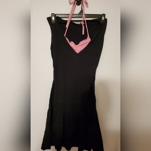 Hooch Little Black Dress With Pink Halter Bra Built In